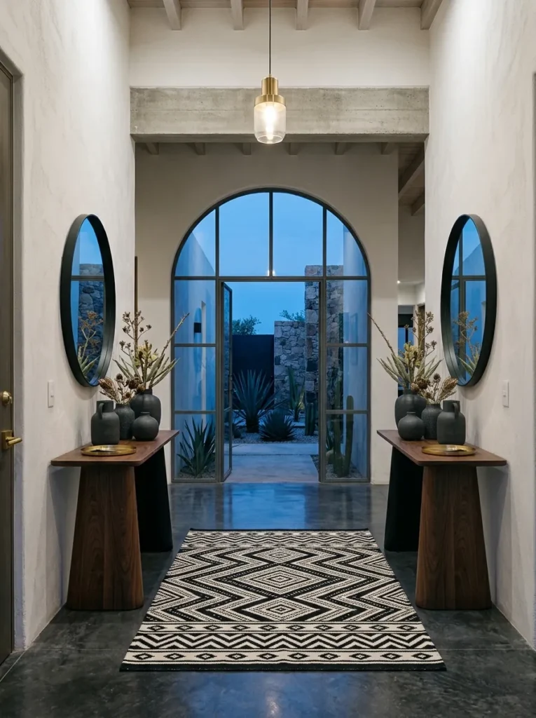 Black White Mexican Rug