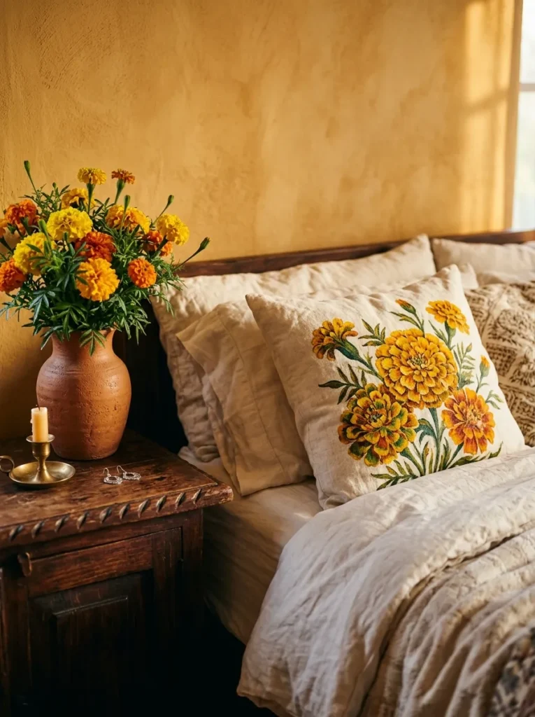 Marigold Floral Pillow