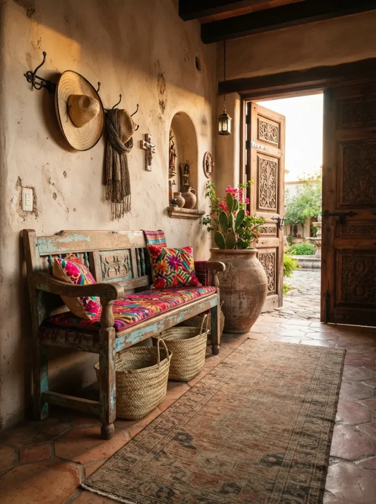 Distressed Wood Bench