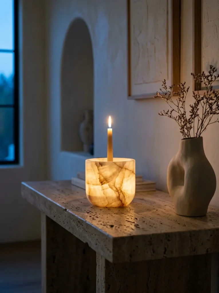 Alabaster Candle Holder