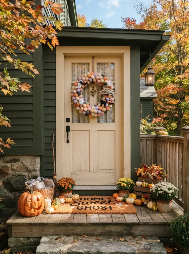 Felt Ball Halloween Wreath