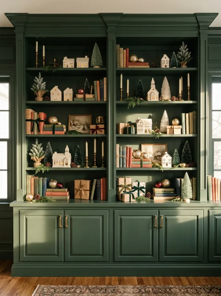 Festive Bookshelf Styling