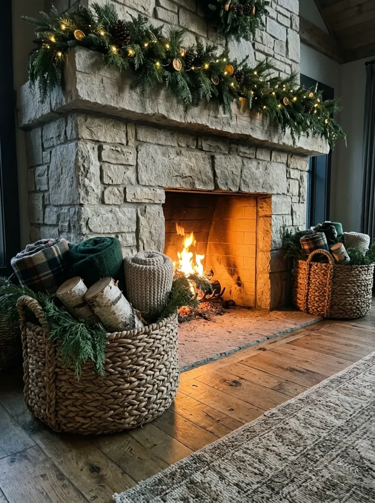 Festive Fireplace Baskets