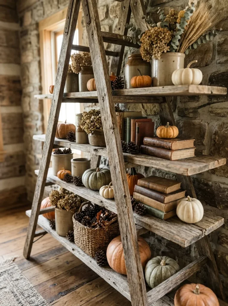 Rustic Ladder Shelves